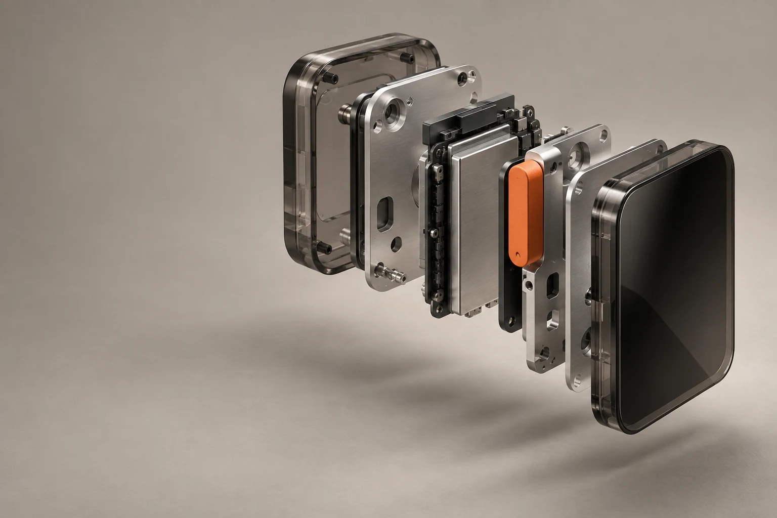 An exploded prototype revealing the layers behind a finished product